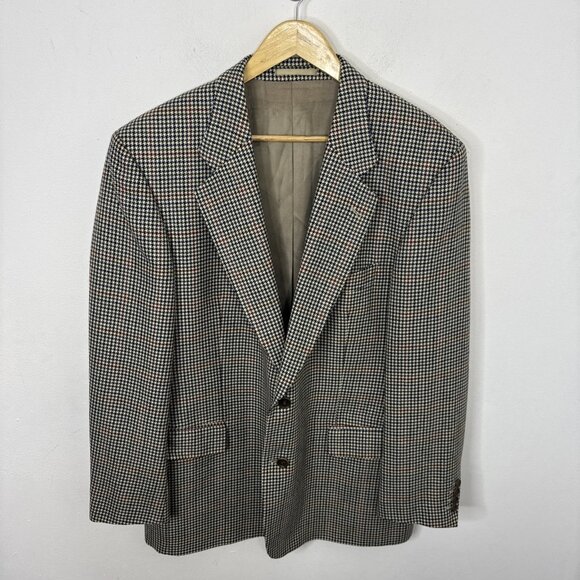 Hugo Boss Men 46 Regular Blazer Sports Coat Houndstooth Green - Main Image